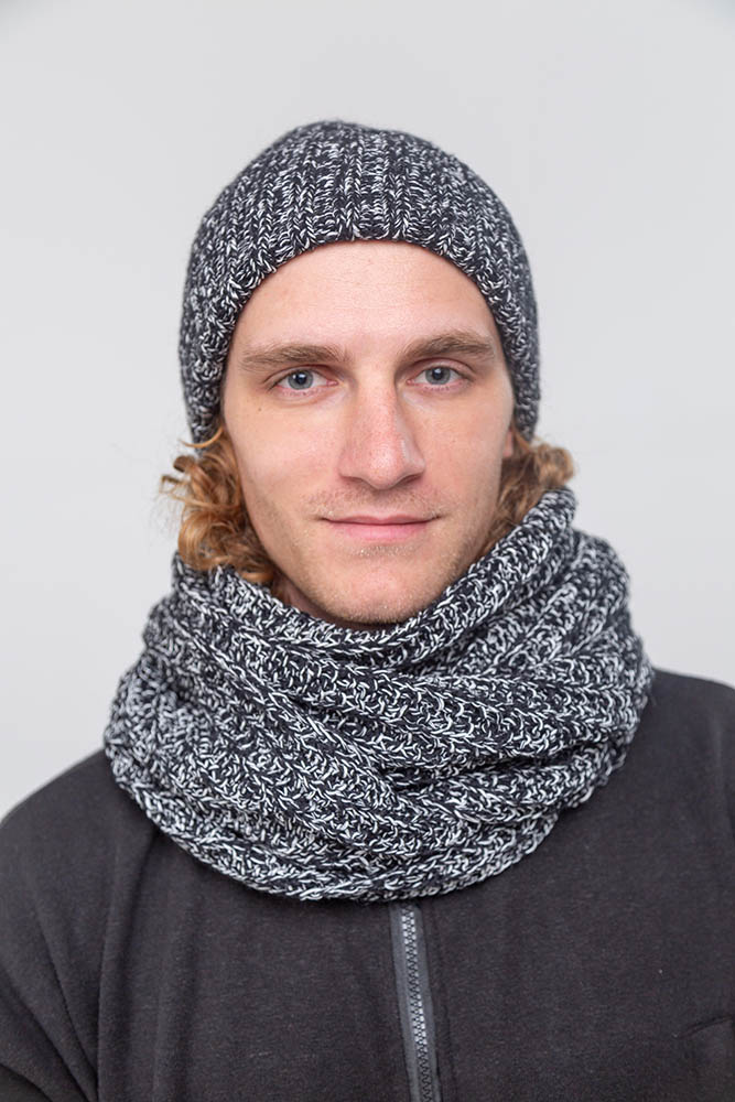 Мужской черный шарф из конопли и мериноса Uzor Wear